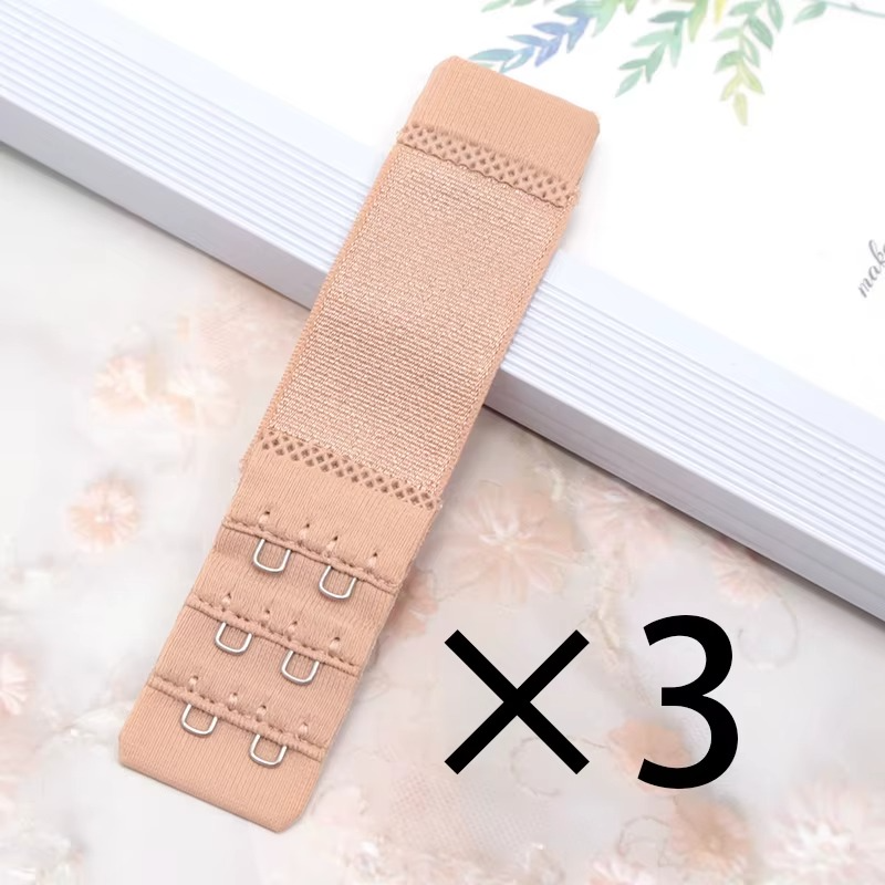3-Pack Elastic Bra Extenders 2-Hook Comfort Strap Extension Set