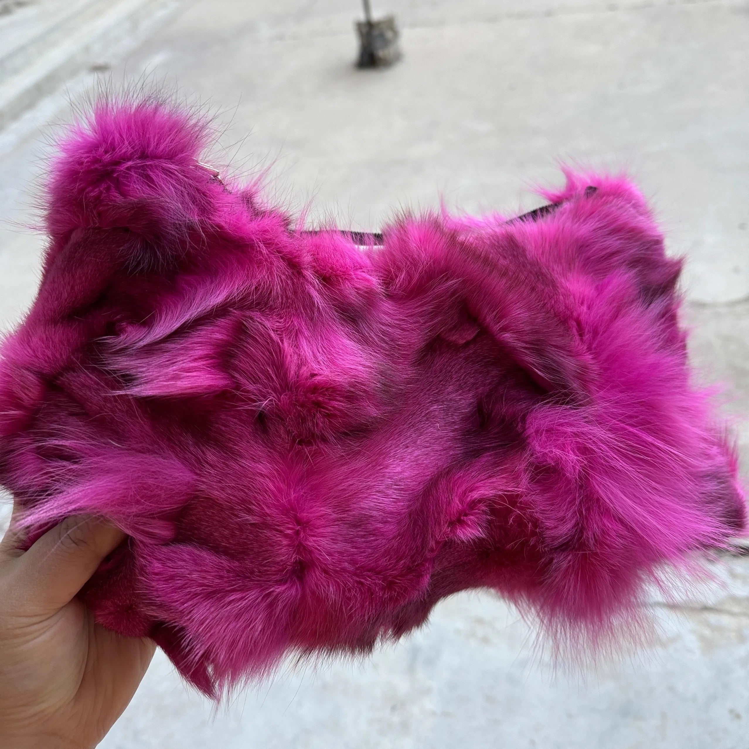 Luxury Faux Fur Color-Block Shoulder Bag – Plush Underarm Handbag with Sleek Leather Strap
