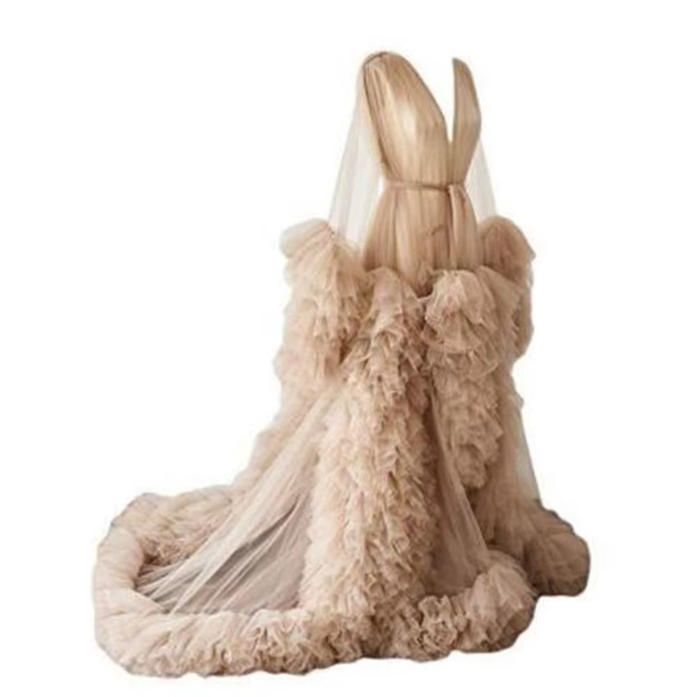 Sexy Maternity Star Dresses See Thru Birdal Tulle Robes Customized Color For Photo Shoot Or Baby Shower Plus Size Bathrobe Gowns