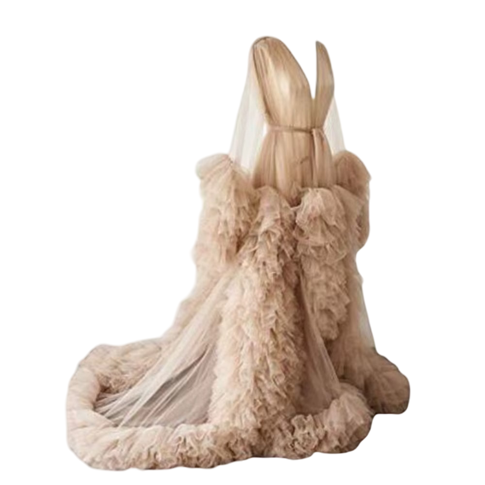 Sexy Maternity Star Dresses See Thru Birdal Tulle Robes Customized Color For Photo Shoot Or Baby Shower Plus Size Bathrobe Gowns