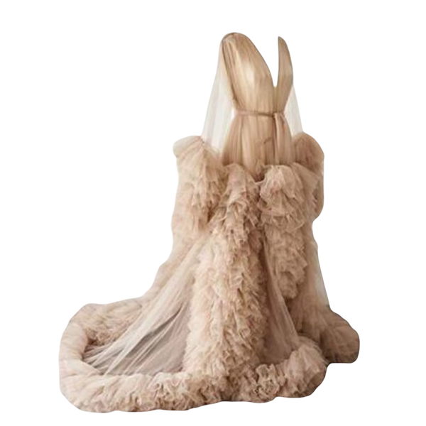 Sexy Maternity Star Dresses See Thru Birdal Tulle Robes Customized Color For Photo Shoot Or Baby Shower Plus Size Bathrobe Gowns