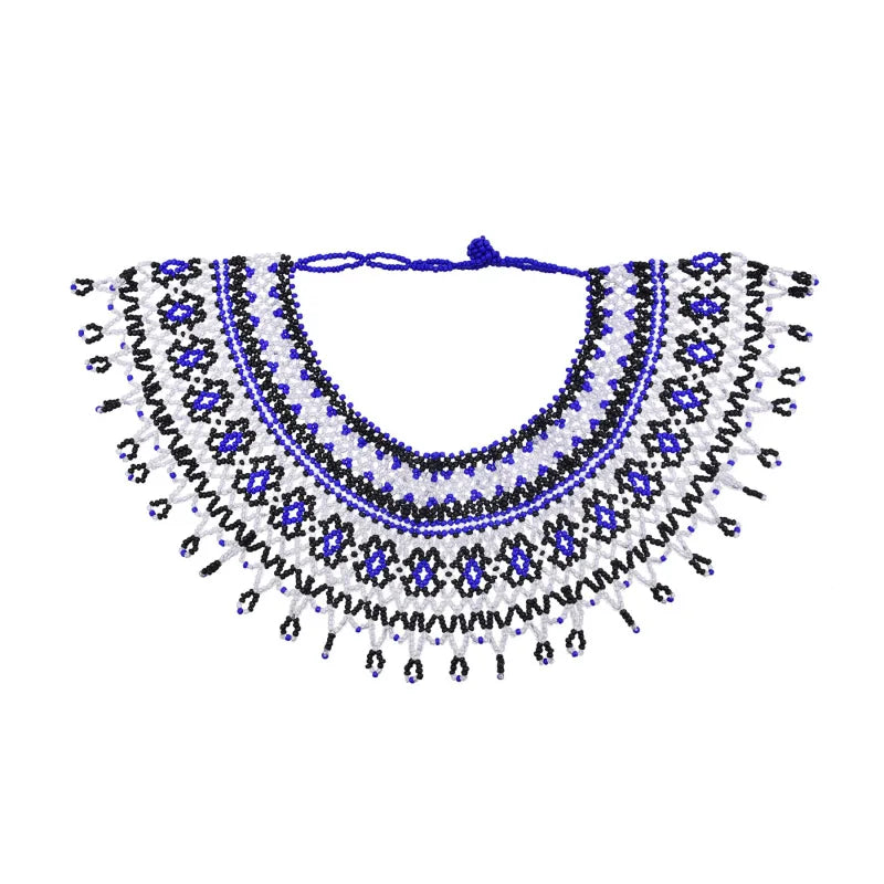 Handcrafted African Beaded Collar Necklace – Vibrant Traditional Zulu Inspired Statement Choker