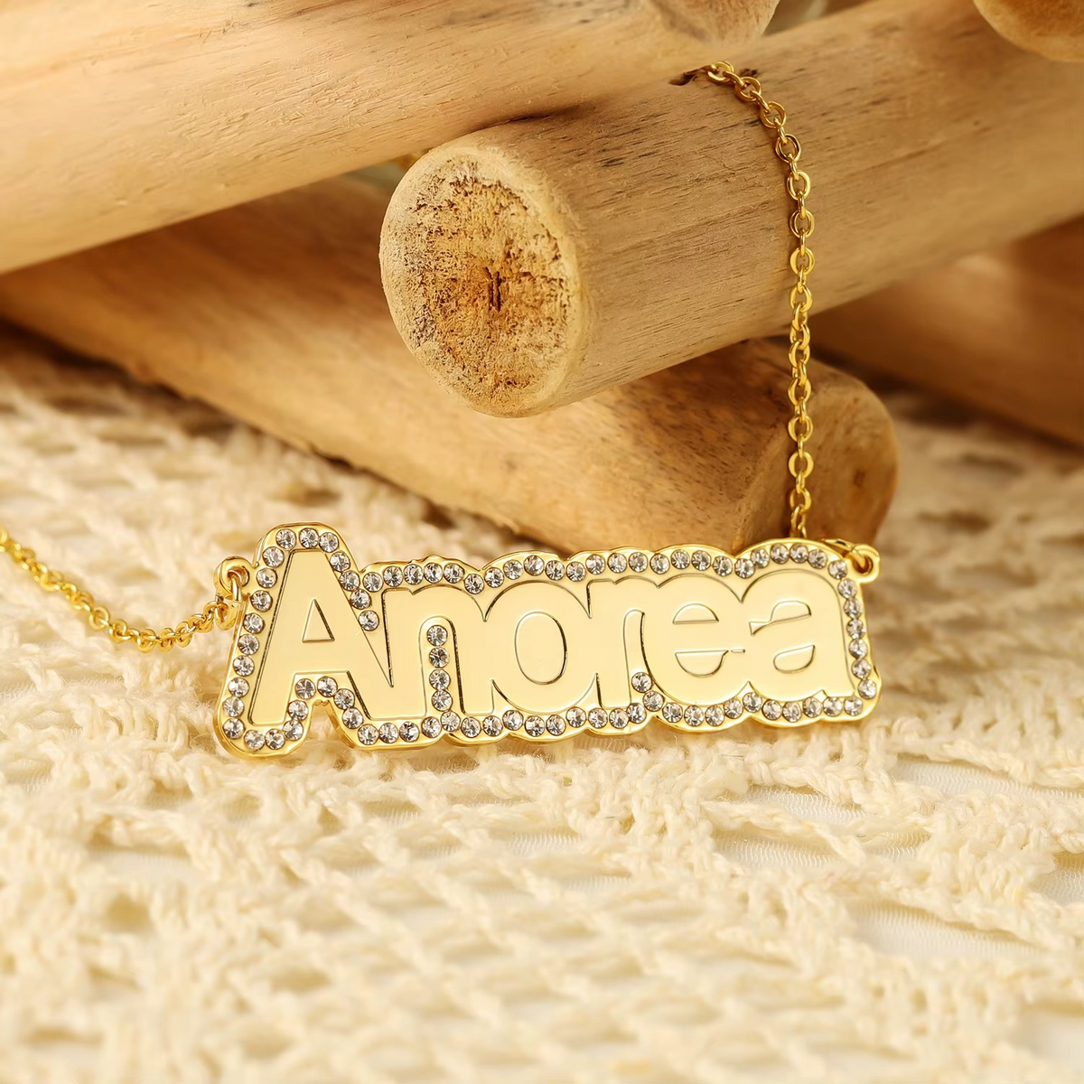 Personalized Crystal Nameplate Necklace