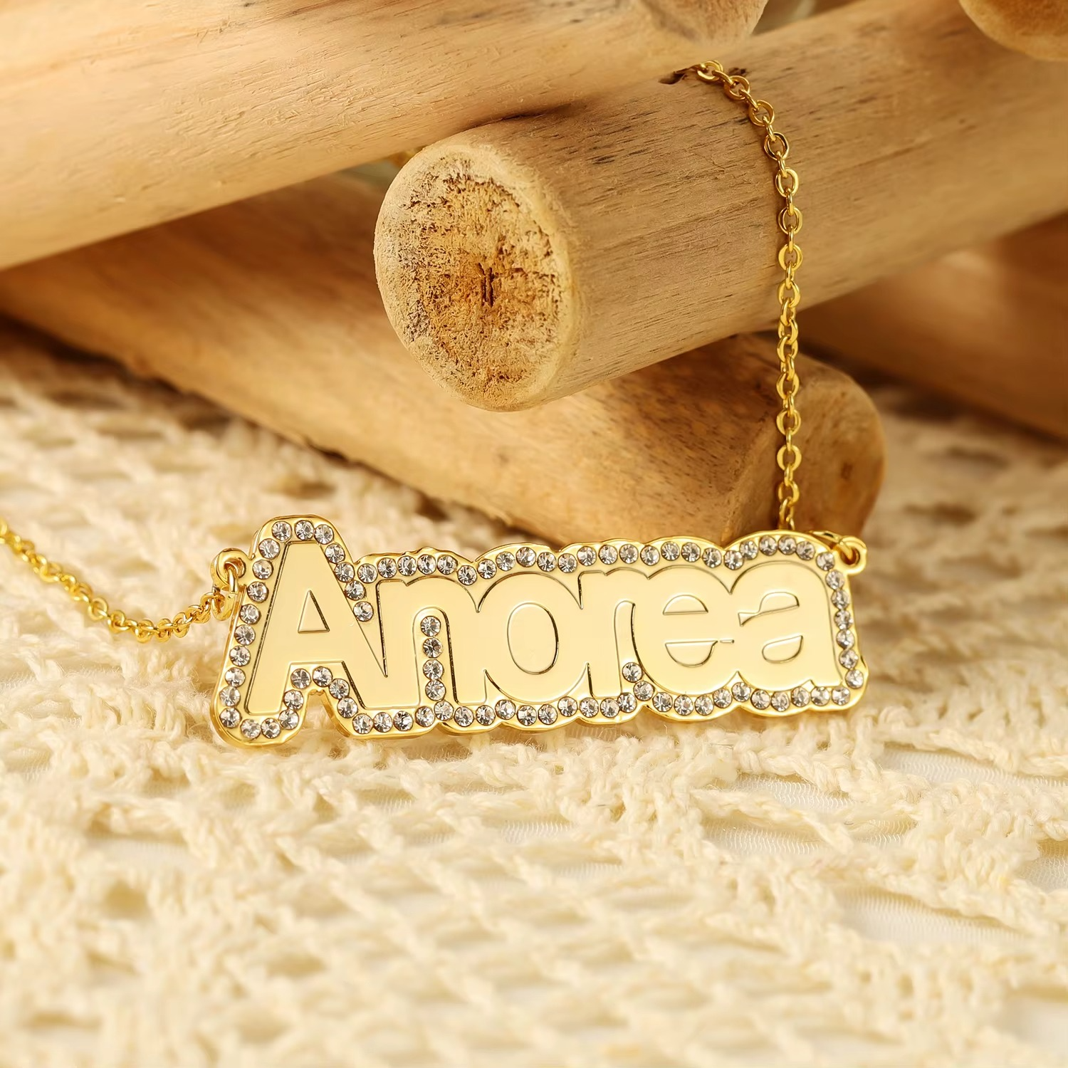 Personalized Crystal Nameplate Necklace
