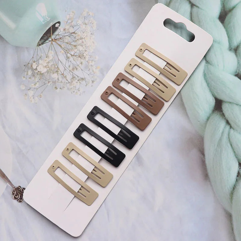 8-Piece Neutral Color Styling Set Premium Matte Heart Snap Hair Clips