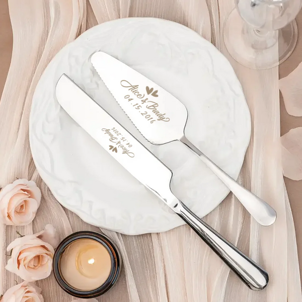 Personalized Wedding Cake Knife and Server Set