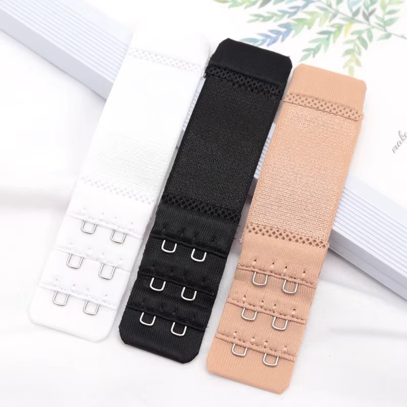 3-Pack Elastic Bra Extenders 2-Hook Comfort Strap Extension Set