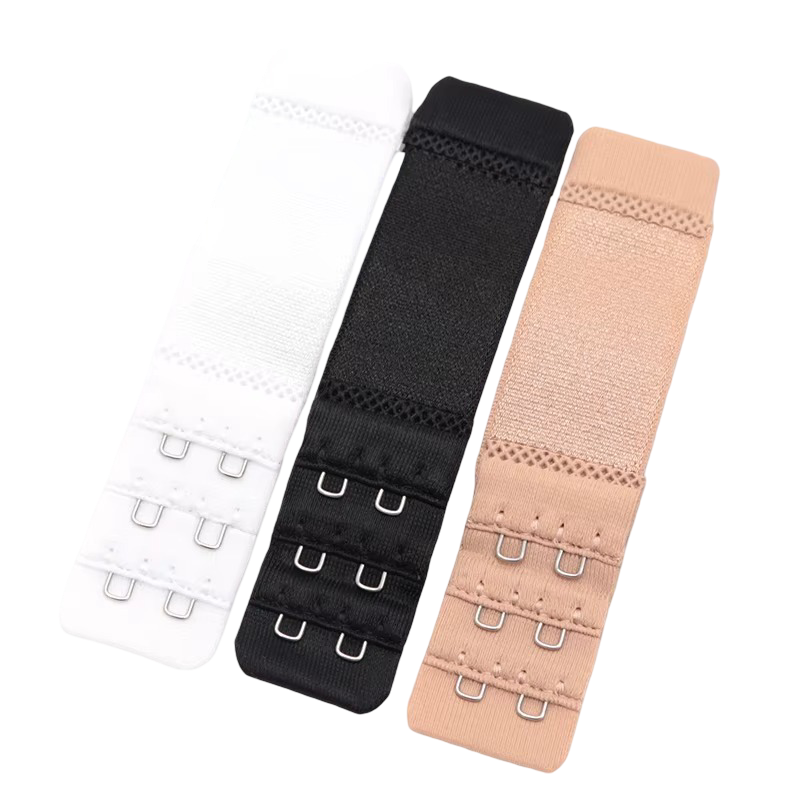 3-Pack Elastic Bra Extenders 2-Hook Comfort Strap Extension Set