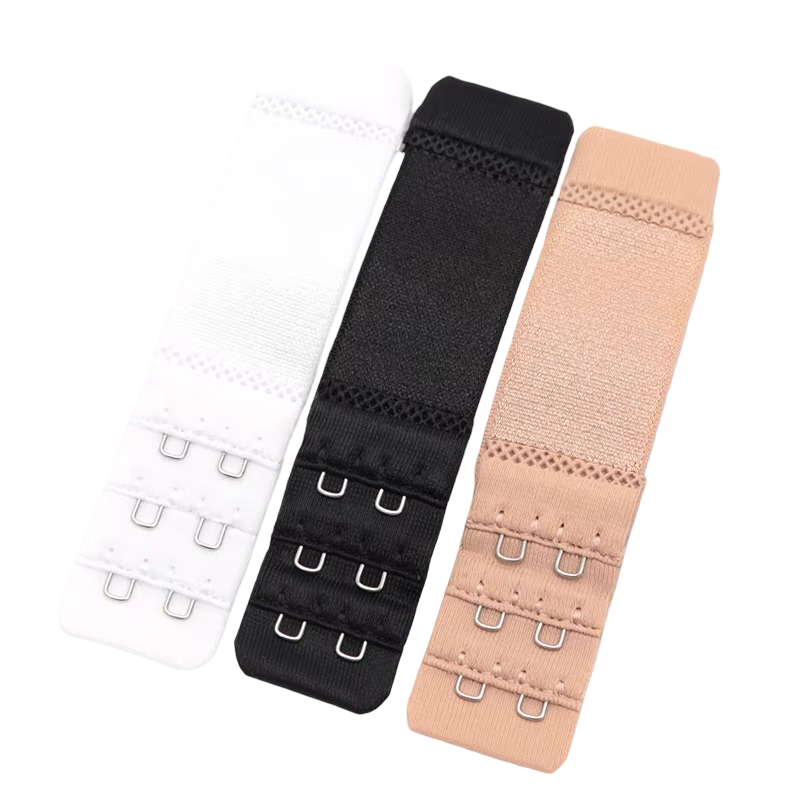 3-Pack Elastic Bra Extenders 2-Hook Comfort Strap Extension Set