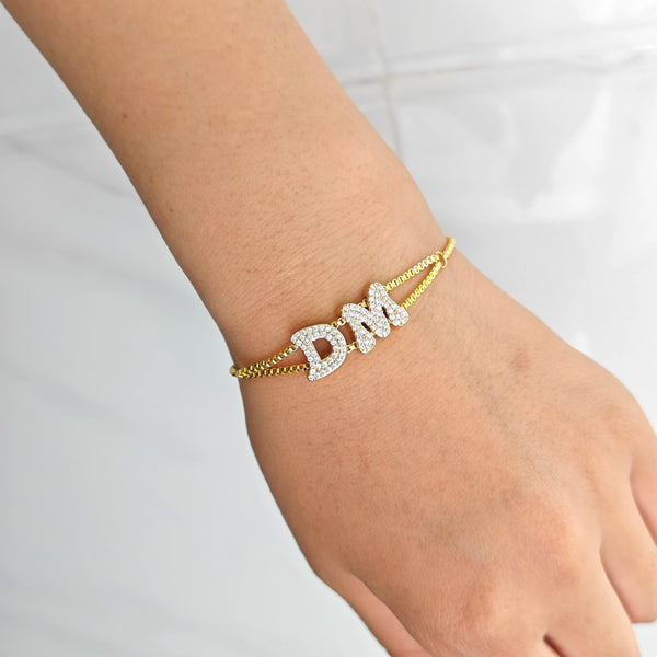 Custom Ice Out Nameplate Bolo Bracelet – Personalized Crystal Iced Name Bracelet for Women