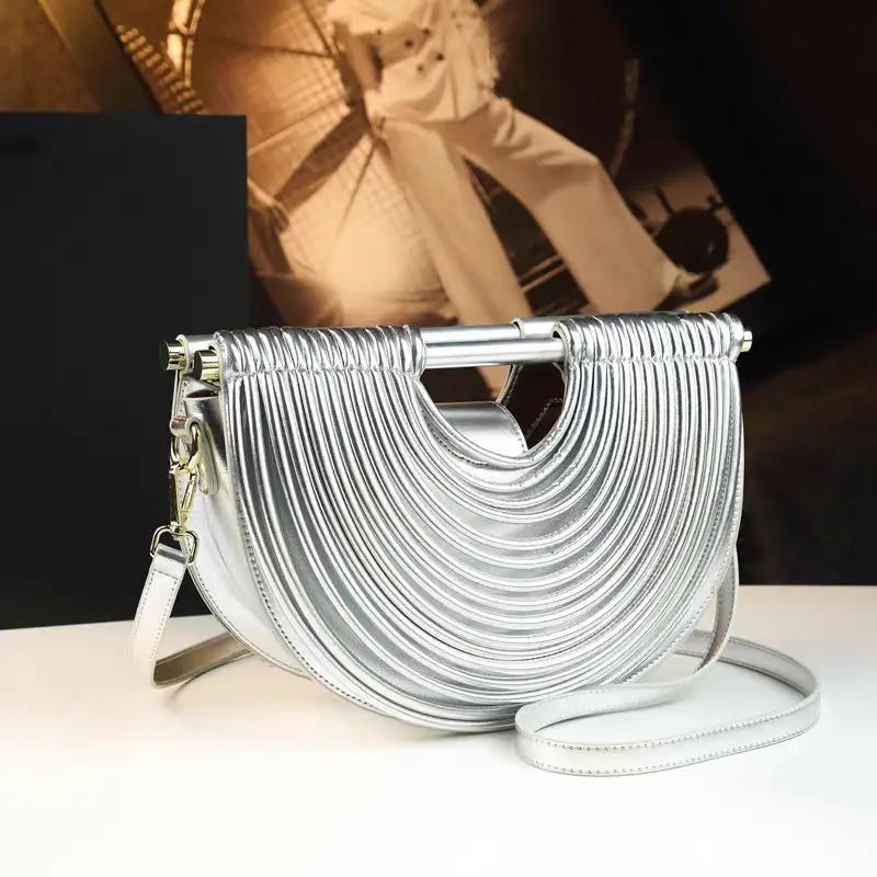 Ruched Half-Moon Handbag – Luxury Avant-Garde Crescent Top-Handle & Crossbody Bag