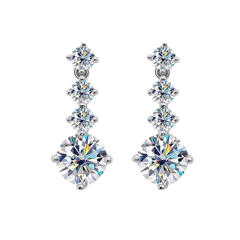 Luxurious 2.6CT Total Moissanite Drop Earrings in 925 Sterling Silver