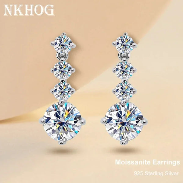 Luxurious 2.6CT Total Moissanite Drop Earrings in 925 Sterling Silver