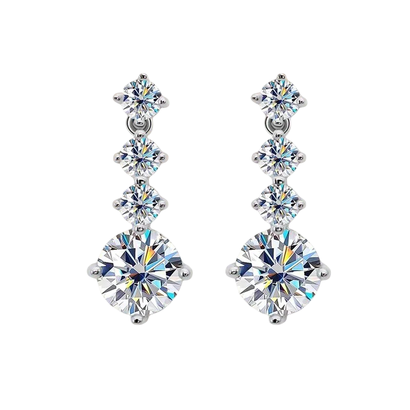 Luxurious 2.6CT Total Moissanite Drop Earrings in 925 Sterling Silver