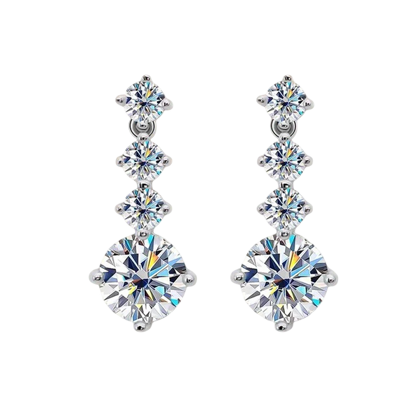 Luxurious 2.6CT Total Moissanite Drop Earrings in 925 Sterling Silver