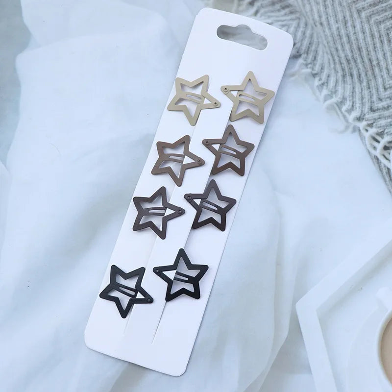 8-Piece Neutral Color Styling Set Premium Matte Heart Snap Hair Clips