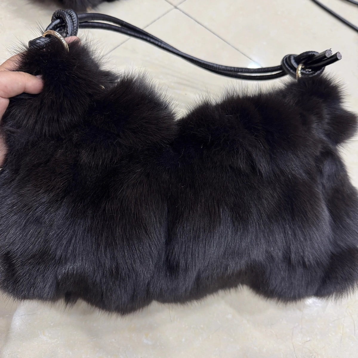 Luxury Faux Fur Color-Block Shoulder Bag – Plush Underarm Handbag with Sleek Leather Strap