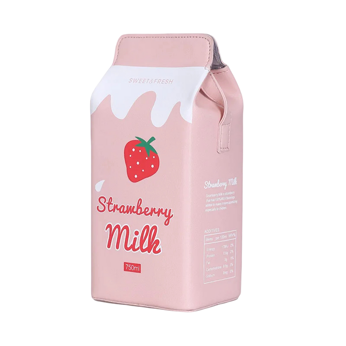 Product Title Kawaii Strawberry Milk Carton Crossbody Bag – Cute Harajuku Style PU Leather Shoulder Purse