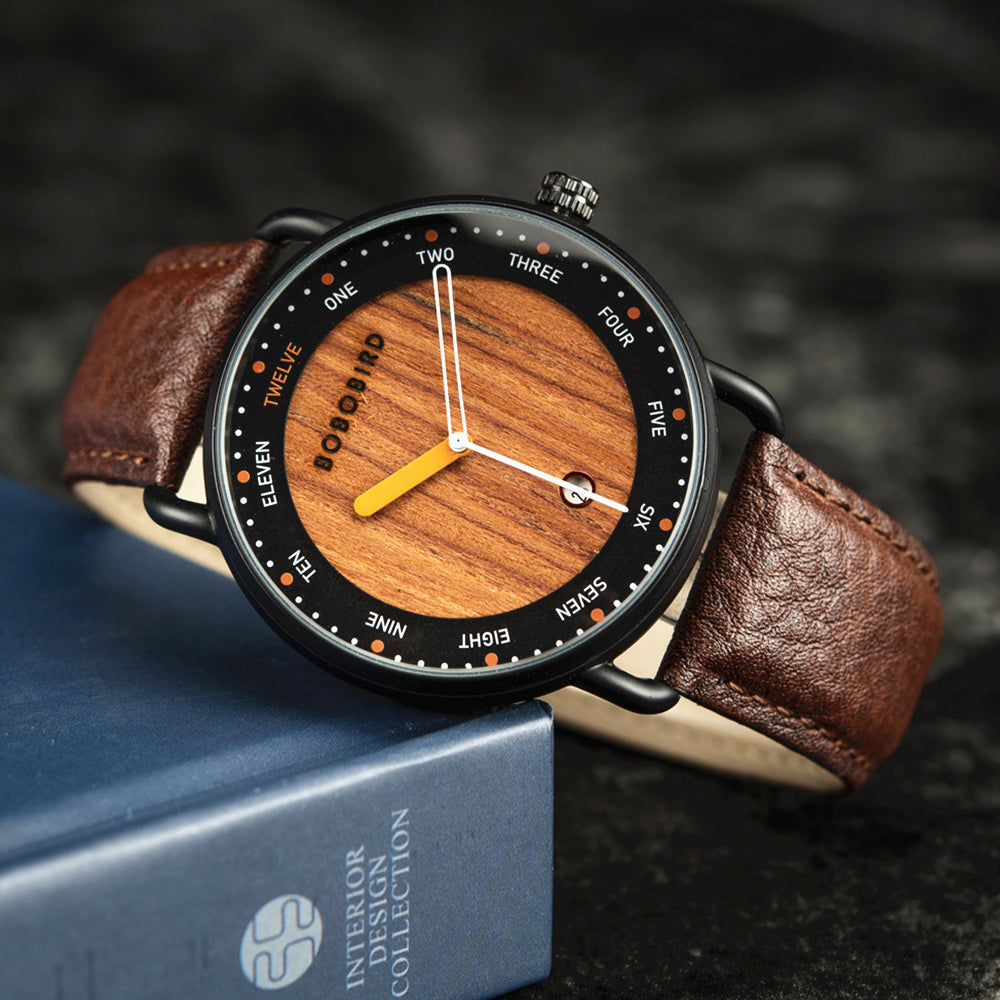 BOBO BIRD Luxury Minimalist Wooden Quartz Watch – Genuine Leather & All-Wood Band Series
