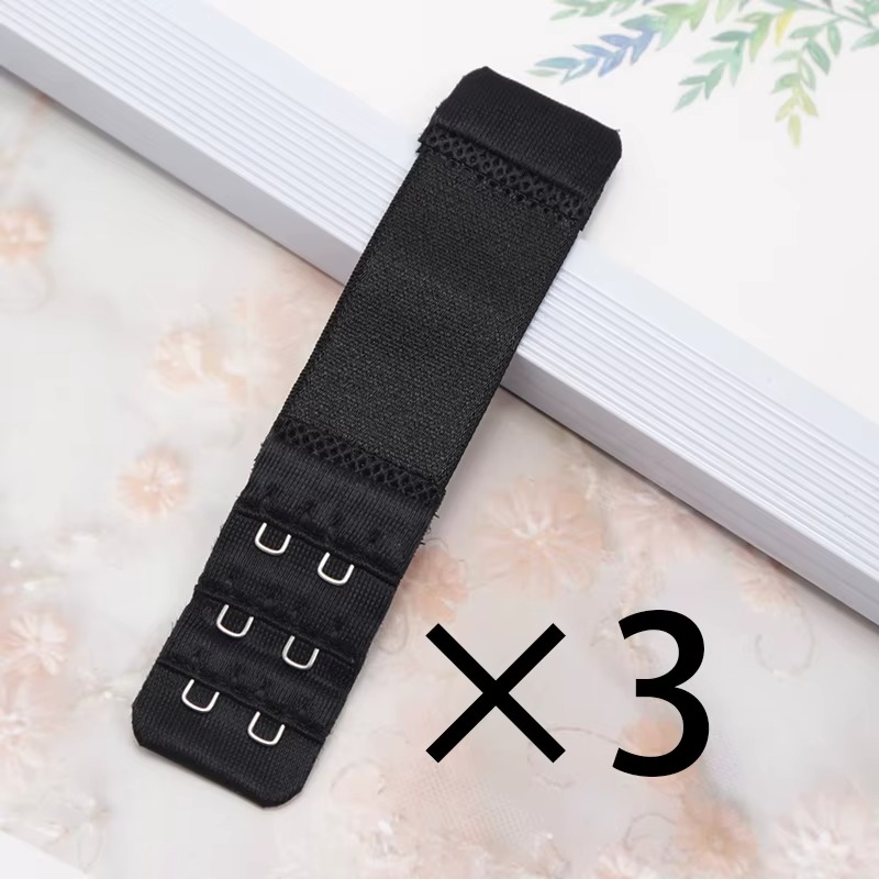 3-Pack Elastic Bra Extenders 2-Hook Comfort Strap Extension Set
