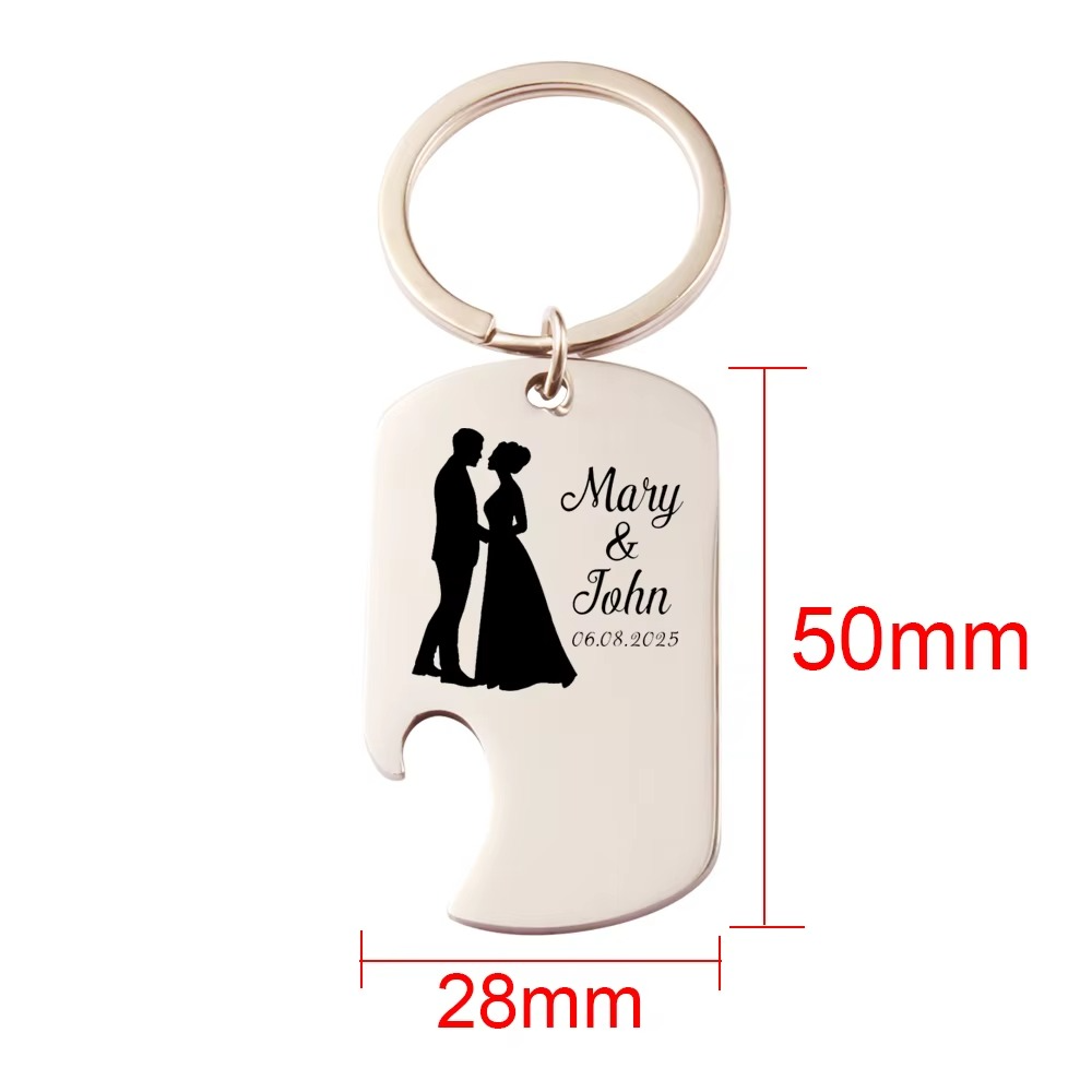 Custom Personalized Wedding Couple Keychain & Bottle Opener – Engraved Puzzle Piece Keyring Anniversary Gift