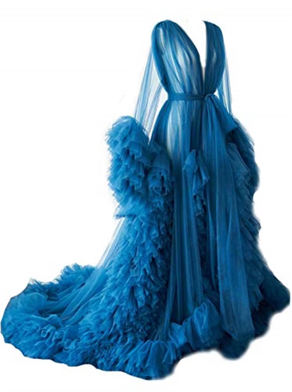 Sexy Maternity Star Dresses See Thru Birdal Tulle Robes Customized Color For Photo Shoot Or Baby Shower Plus Size Bathrobe Gowns