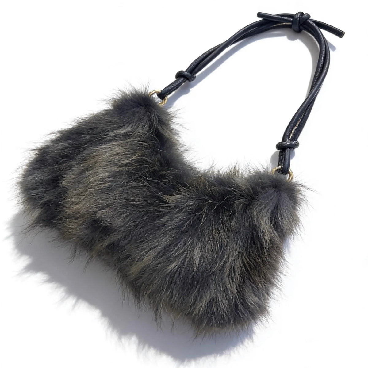 Luxury Faux Fur Color-Block Shoulder Bag – Plush Underarm Handbag with Sleek Leather Strap
