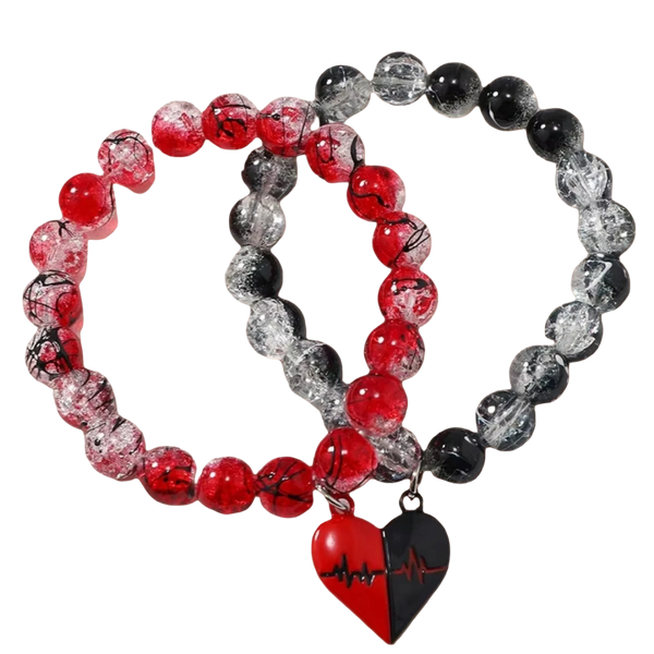 Magnetic Heartbeat Couples Distance Bracelets – 2-Piece Set