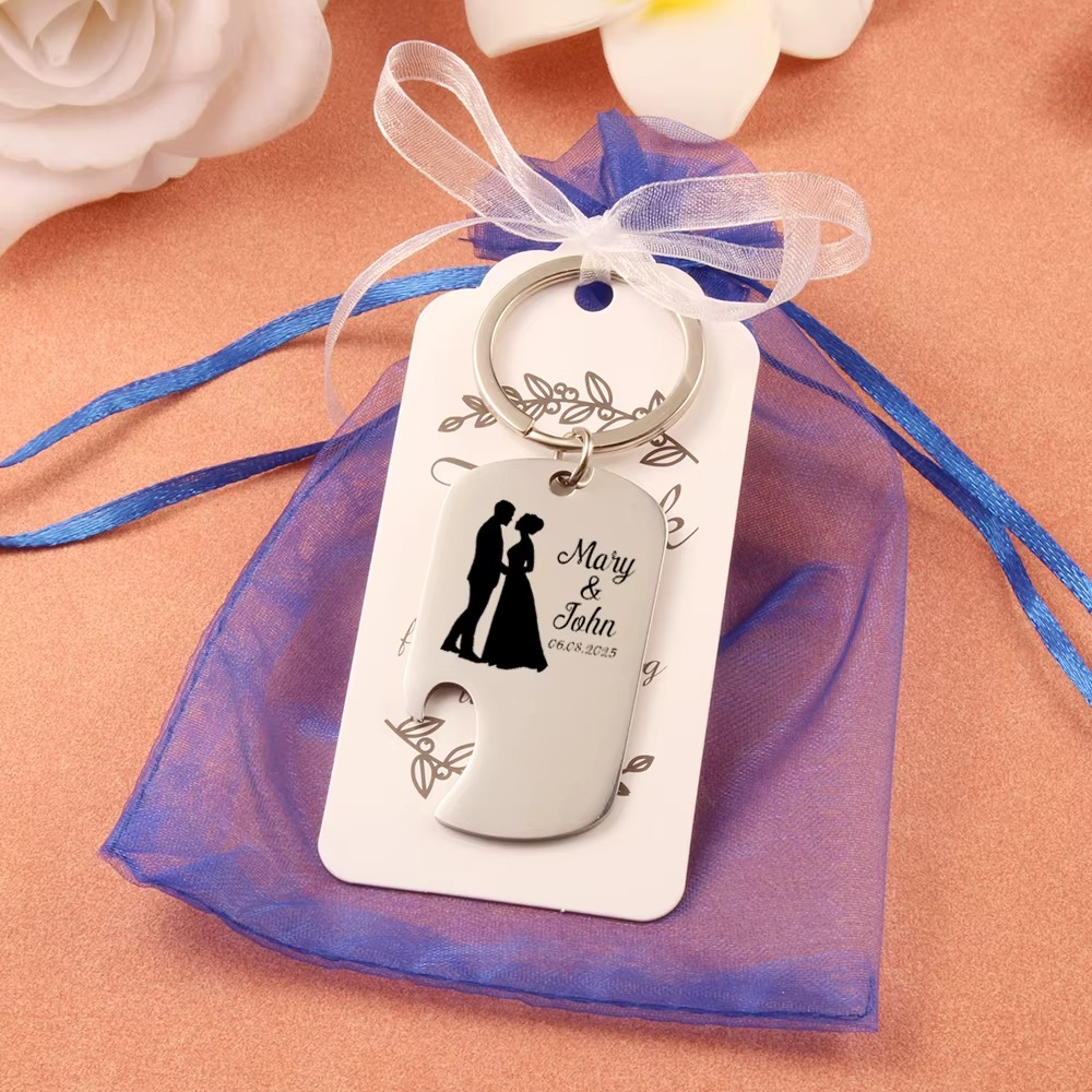 Custom Personalized Wedding Couple Keychain & Bottle Opener – Engraved Puzzle Piece Keyring Anniversary Gift