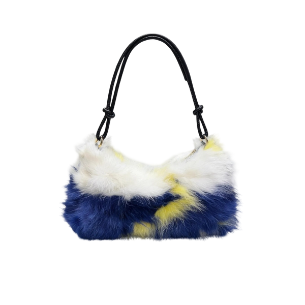 Luxury Faux Fur Color-Block Shoulder Bag – Plush Underarm Handbag with Sleek Leather Strap