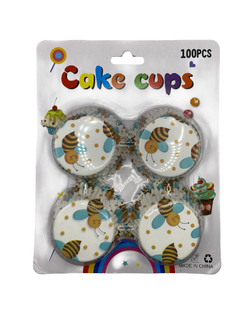 100-Piece Bumble Bee Print Cupcake & Cake Paper Baking Cups
