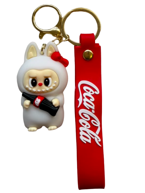 Cute Cartoon Bunny Coca-Cola Keychain with Wrist Strap