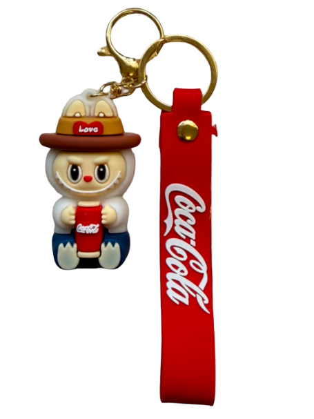 Cute Character in Bunny Costume Keychain – Red Soda Can Edition with Matching Wristlet Strap