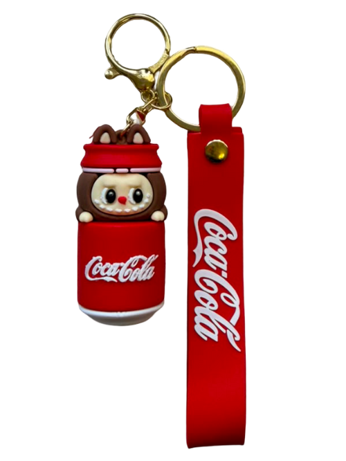 3D Cute Pop Mart Labubu Coca-Cola Can Keychain & Wrist Strap Charm – front view