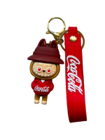 Collectible 3D Coca-Cola Anime Figure Keychain with Wrist Strap