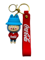 Cute 3D Mascot Silicone Keychain with Coca-Cola Wristlet Strap