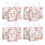 12-Pack Team Bride Hen Party Gift Bags – Elegant Floral Bridal Rose Gold Foil Party Favor Bags
