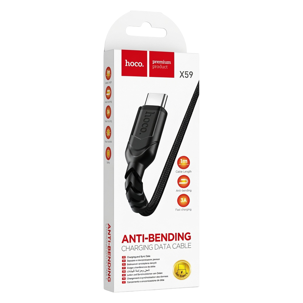 Hoco X59 Anti-Bending Type-C Fast Charging Data Cable (1m)