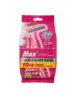 Max Double Blade Disposable Razors for Women – 16 Pack (10 + 6 Free Value Bundle)