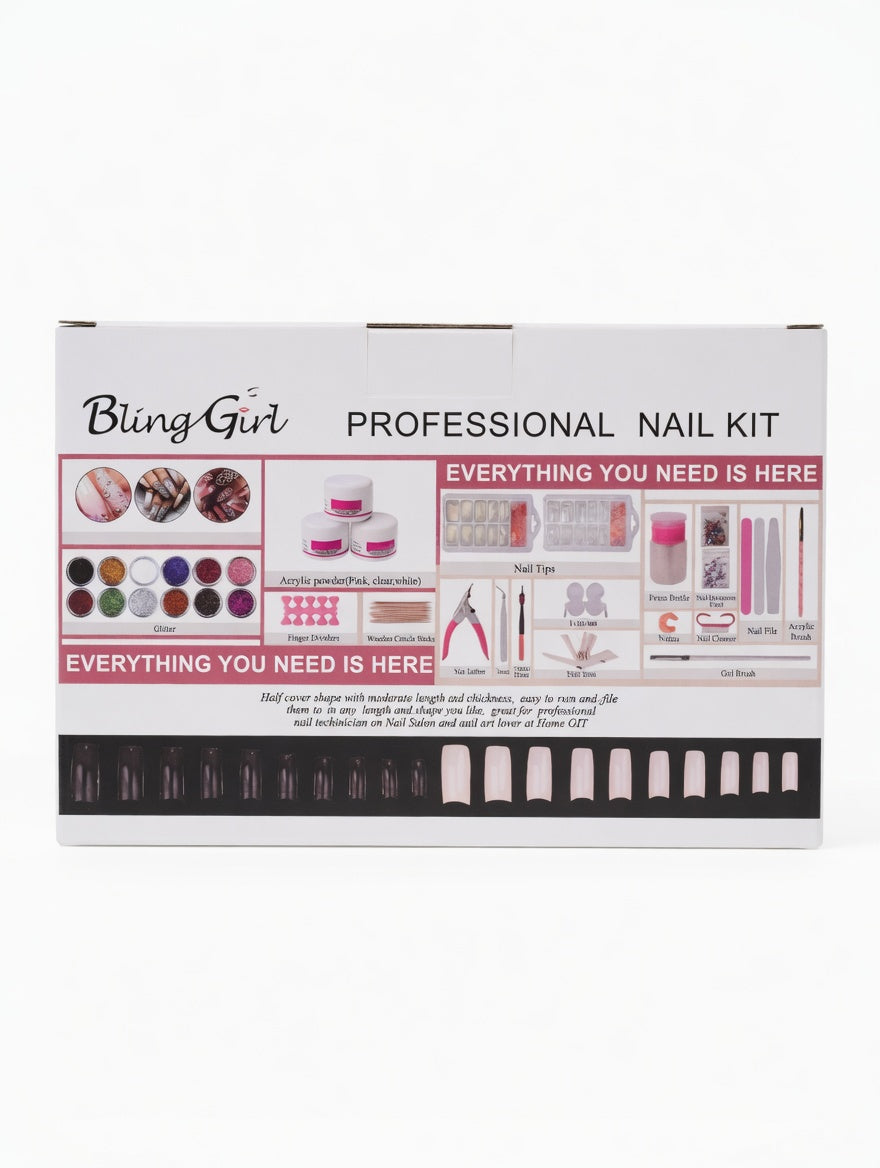 Bling Girl Professional Nail Kit - All-In-One Acrylic Art Set