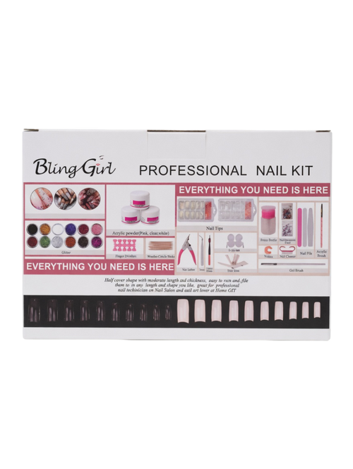 Bling Girl Professional Nail Kit - All-In-One Acrylic Art Set – front view