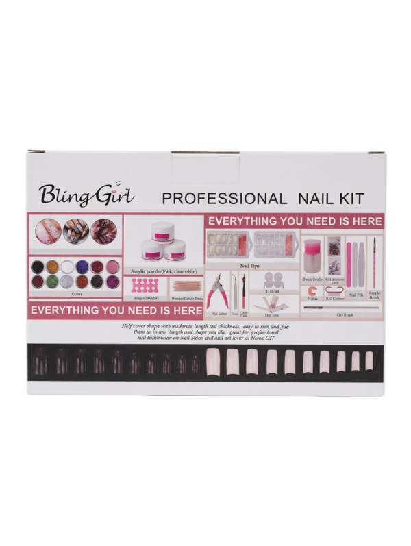 Bling Girl Professional Nail Kit - All-In-One Acrylic Art Set