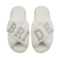 Luxury Faux Fur Bridal Slippers with Rhinestone Detailing
