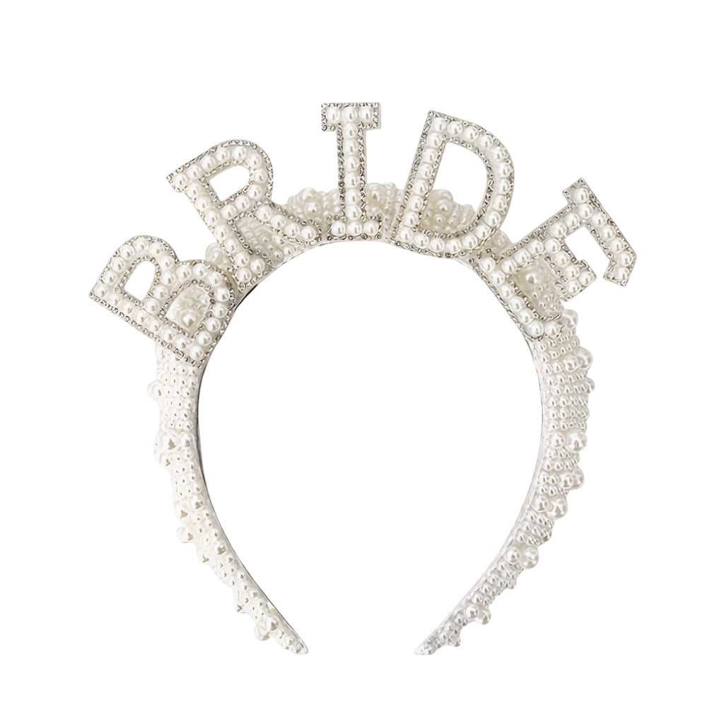Pearl & Rhinestone "BRIDE" Tiara Headband – Sparkling Bridal Crown Headpiece