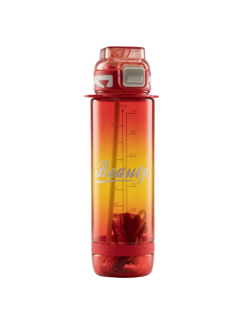 Gradient Motivational Water Bottle with Straw & Volume Markers