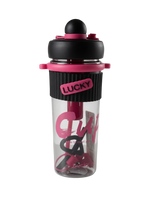 LUCKY Dual-Lid Sports Water Bottle with Silicone Grip & Internal Straw