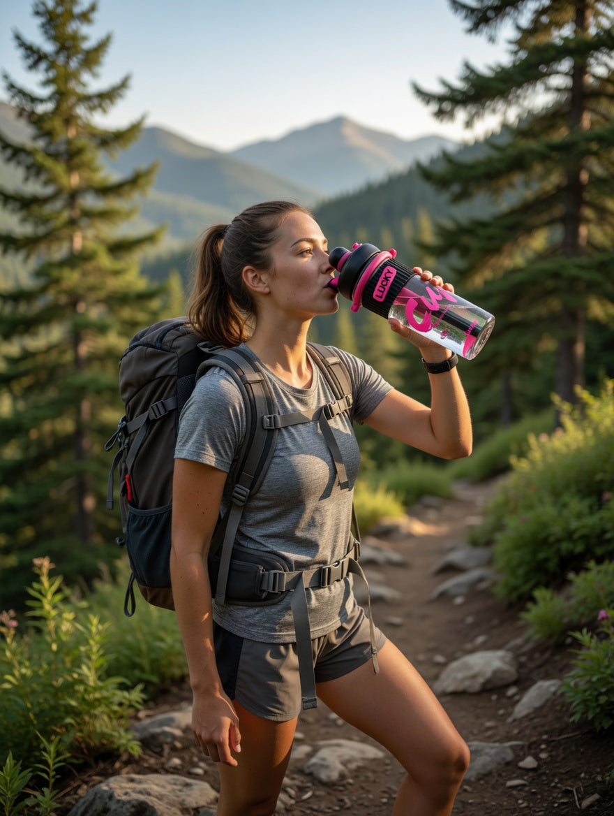 LUCKY Dual-Lid Sports Water Bottle with Silicone Grip & Internal Straw