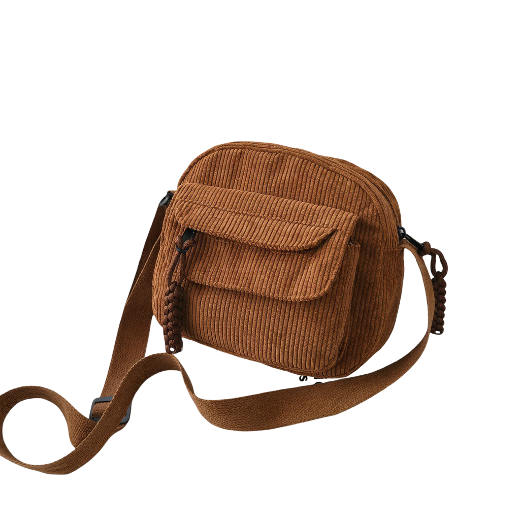Vintage Corduroy Crossbody Bag Casual Multi-Pocket Shoulder Sling Messenger Bag for Women
