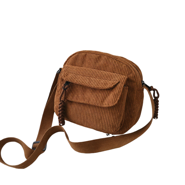 Vintage Corduroy Crossbody Bag Casual Multi-Pocket Shoulder Sling Messenger Bag for Women