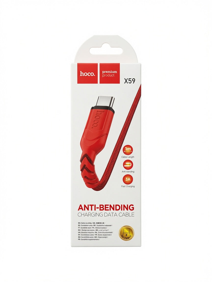 Hoco X59 Anti-Bending Type-C Fast Charging Data Cable (1m)